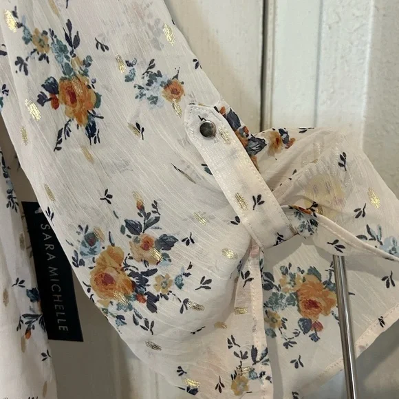 NWT Sara Michelle Floral Chiffon Fully Lined Top - Picture 5 of 8
